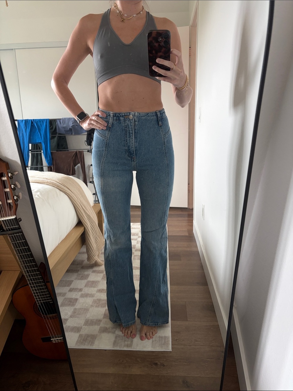 Free People High-Rise Flare Jeans in Light Blue Wash